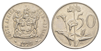ЮАР 50 центов 1978 Зантедеския Эллиота (калла), герб KM 87 никель 4597-241