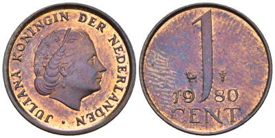 Нидерланды 1 цент 1980 Юлиана (1949-1980) KM 180 бронза UNC 220-518