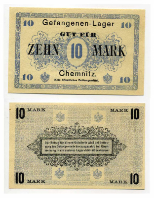 ГЕРМАНИЯ 10 МАРОК ND ЛАГЕРЬ ВОЕННОПЛЕННЫХ В КЕМНИЦЕ C-2819 бумага UNC (пресс) 000-00-00