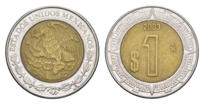 Мексика 1 песо 2003 KM 603 биметалл 4158-443