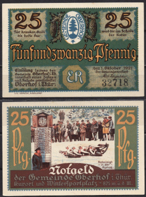 Германия, Оберхоф 25 пфеннигов 1921 Нотгельд бумага 7555-59-3-1