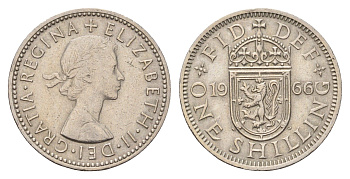Великобритания 1 шиллинг 1966 Елизавета II (1952-2022), Шотландский герб KM 905, Spink 4148 медно-никель 4707-224