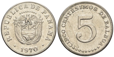 Панама 5 сентесимо 1970  KM 23.2 медно-никель    4610-315
