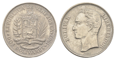Венесуэла 2 боливара 1967 Симон Боливар Y 43 никель 4663-747