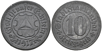ГЕРМАНИЯ ПФАЛЬЦ ФРАНКЕНТАЛЬ 10 ПФЕННИГОВ 1917 КРИКСГЕЛЬД цинк 75-1152