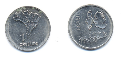 Бразилия 1 крузейро 1972 150 лет независимости KM 582 никель aUNC 51-5715