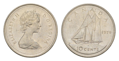 Канада 10 центов 1979 Елизавета II (1952-2022), парусник KM 77 никель 4630-828