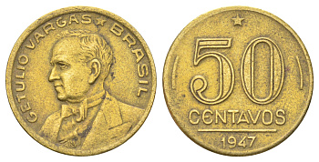 Бразилия 50 сентаво 1947 KM 557a алюминиевая бронза 4668-1057