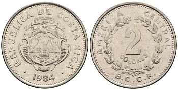 Коста-Рика 2 колоны 1984 KM 211.2, Schoen 77 никель сталь 4514-213