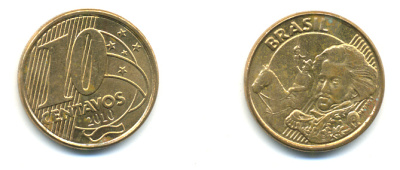 БРАЗИЛИЯ 10 СЕНТАВО 2011 KM 649.2 сталь плакированная латунью 3999-1323