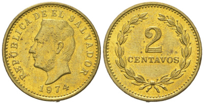 Сальвадор 2 сентаво 1974 KM 147 никель латунь aUNC 4588-243