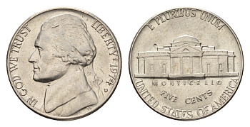 США 5 центов 1974 Джефферсон KM A192 медно-никель 3999-1333