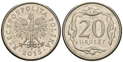 Польша 20 грошей 2015 MW KM 280 медно-никель 4585-142