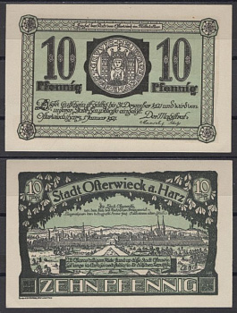 Остервик 10 пфеннигов 1921 Mehl Grabowski 1037.1a бумага UNC (пресс) 8613-49-1-1