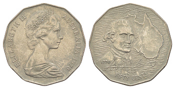 Австралия 50 центов 1970 200 лет австралийскому путешествию капитана Кука KM 69 медно-никель 4179-1332