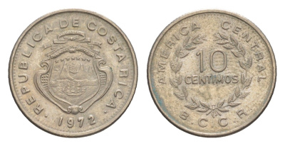Коста-Рика 10 сентимо 1972 KM 185.3 медно-никель 4644-614