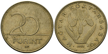 Венгрия 20 форинтов 1995 KM 696 никель латунь 4120-321