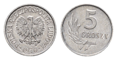 Польша 5 грошей 1970 Y A46 алюминий 4674-947