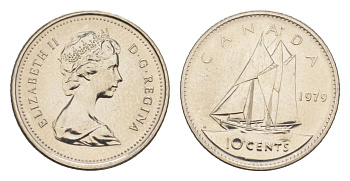 Канада 10 центов 1979 Елизавета II (1952-2022), парусник KM 77 никель PROOF-LIKE (BU) 4630-1013