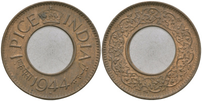 Британская Индия 1 пайс 1944 Георг VI (1936-1952) KM 533 бронза 33-1127