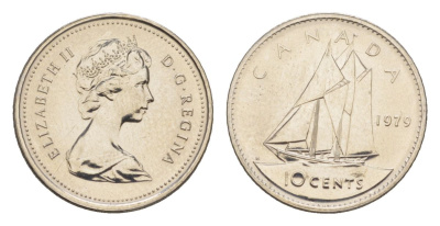 Канада 10 центов 1979 Елизавета II (1952-2022), парусник KM 77 никель PROOF-LIKE (BU) 4630-1013