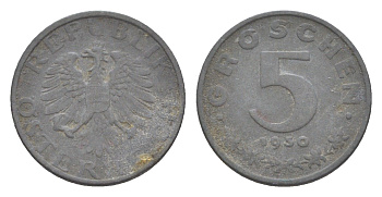 Австрия 5 грошей 1950 KM 2875 цинк 4643-436