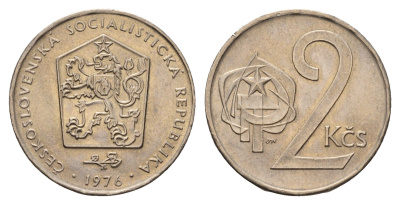 Чехословакия 2 кроны 1976 KM 75 медно-никель UNC 4678-647