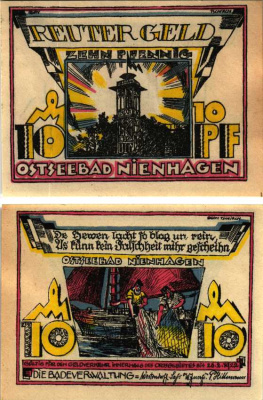 НОЙЕНХАГЕН 10 ПФЕННИГОВ 1922 НОТГЕЛЬД, 1922 - 28 ФЕВРАЛОЯ 1922, ЗЕМЛЯ БРАНДЕНБУРГ Grabowski 975.1 бумага 6318-43-1-1