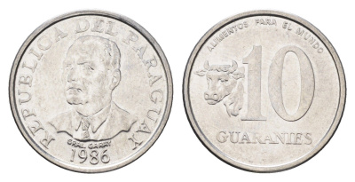 Парагвай 10 гуарани 1986 KM 167 нержавеющая сталь UNC 4668-967