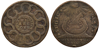 США 1 цент 1787 New Haven KM EA 31.2 серебро 10-002-34