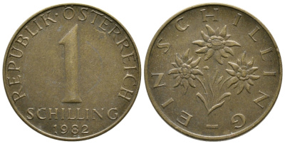 АВСТРИЯ 1 ШИЛЛИНГ 1982 KM 2886 алюминиевая бронза 36-553