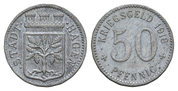 Хаген 50 пфеннигов 1918 Funck 184.4, Men05 10124.6, Men18 12615.6 цинк 4657-1136