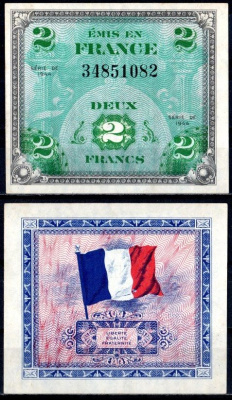 Франция 2 франка 1944 Pick 114 a бумага 7183-29-3-2