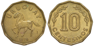 Уругвай 10 сентесимо 1978 KM 66 алюминиевая бронза 4164-769