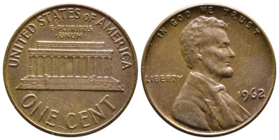 США 1 ЦЕНТ 1962 ЛИНКОЛЬН KM 201 медь цинк 4364-812