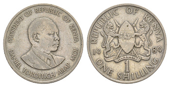 Кения 1 шиллинг 1989 Дэниэл арап Мои KM 20 медно-никель 4650-355