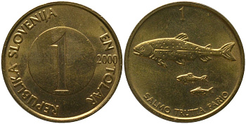 Словения 1 толар 2000 KM 4 латунь 4548-237