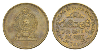 Шри-Ланка 1 рупия 2009 KM 136.3 сталь плакированная латунью 4649-254
