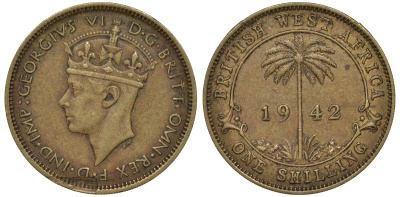 Британская Западная Африка 1 шиллинг 1942 Георг VI (1937-1952) KM 23 никель латунь 72-334
