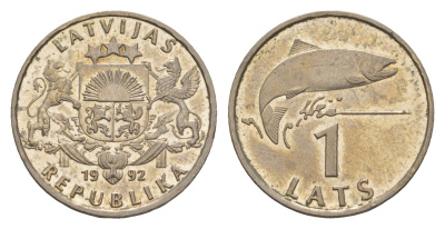 Латвия 1 лат 1992 KM 12 медно-никель aUNC 4644-957
