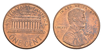 США 1 цент 1994 Авраам Линкольн KM 201b цинк плакированная медью UNC 4649-1247