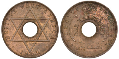 Британская Западная Африка 1/2 пенни 1952 Георг VI KM 27a бронза 25-1333