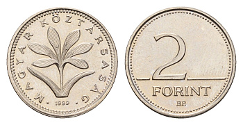 Венгрия 2 форинта 1999 KM 693 медно-никель UNC 4649-348
