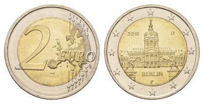 Германия 2 евро 2018 F, Федеральные земли Германии - Берлин KM 367 биметалл UNC 4681-911