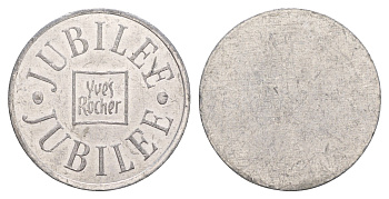 Франция жетон Yves Rocher - косметическая фирма диаметр 25,5 мм, вес 1,4 гр алюминий 4656-553