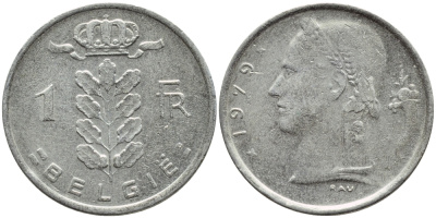 БЕЛЬГИЯ 1 ФРАНК 1979 BELGIE KM 143.1 медно-никель 3999-117