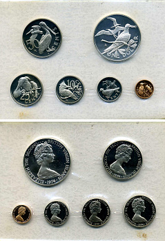 Британские Виргинские острова набор из 6 монет 1974 в оригинальной коробке, сертификат, запайка PROOF 00-00