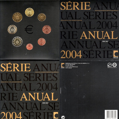Португалия годовой евронабор из 8 монет (1, 2, 5, 10, 20 и 50 евроцентов; 1 и 2 евро) 2004 в оригинальном буклете KM MS34 (740, 741, 742, 743, 744, 745, 746 и 747) BU 8-2-05-71
