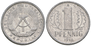 ГДР 1 пфенниг 1986 А KM 8.2 алюминий 4651-141