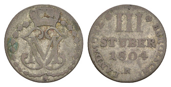 Берг 3 штюбера 1804 R, Максимилиан I KM 1 серебро 633-1115